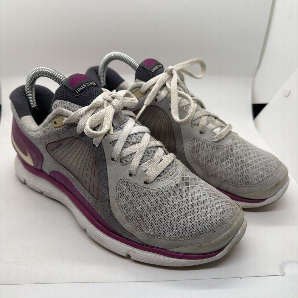 Nike Womens Lunar Eclipse Flywire 408580-011 Running Shoes Gray Purple Size 8 US